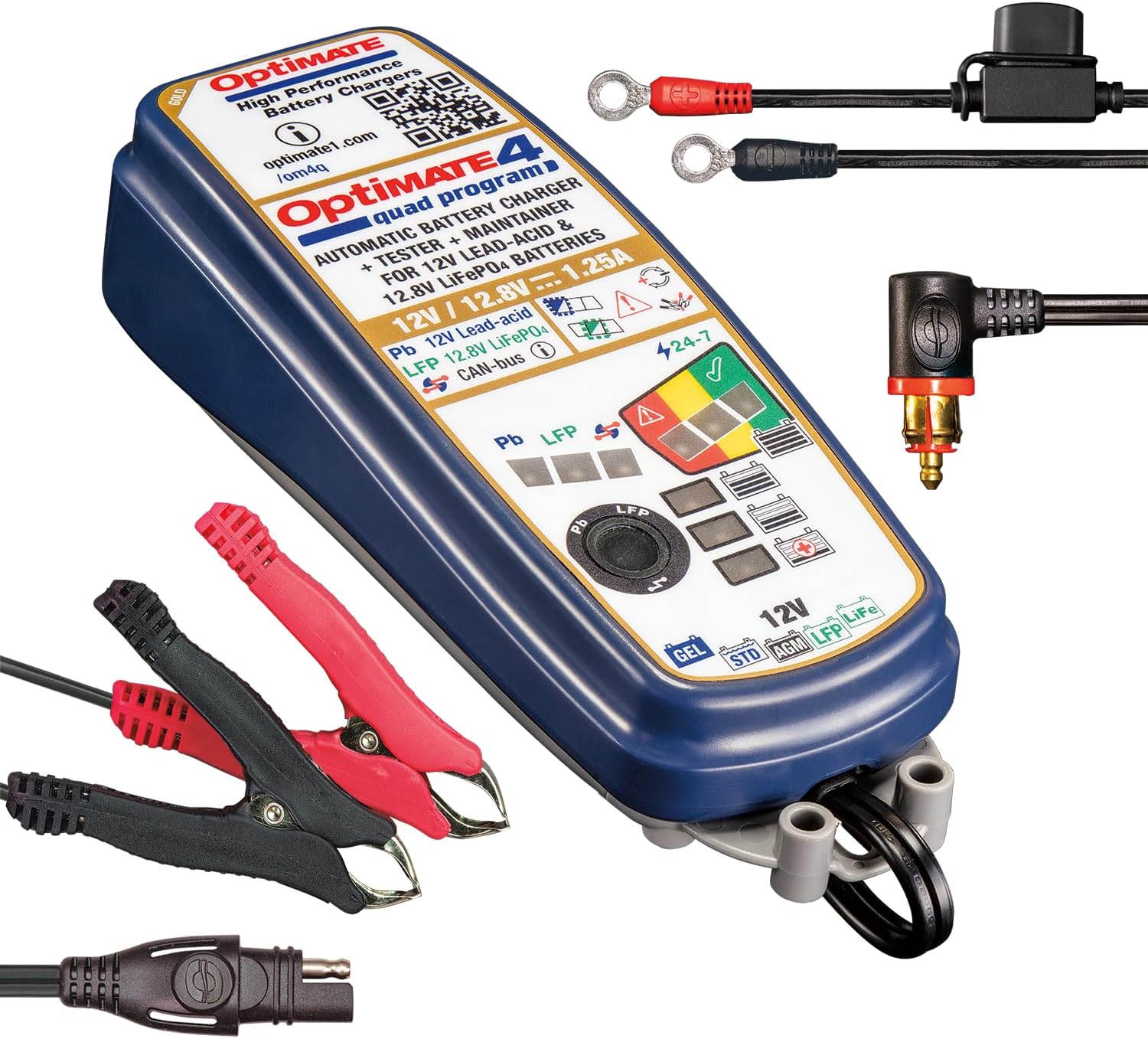 71kAgTc1KLL._AC_SL1500_ Optimate 4 Quad Program, Gold Series: 9-Step 12V / 12.8V 1.25A - Image 1